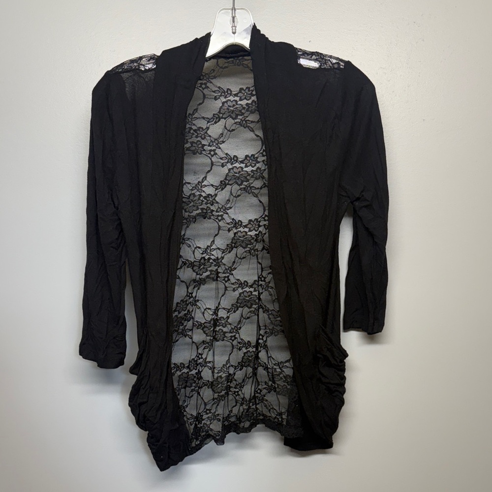 Black Lace Open Cardigan